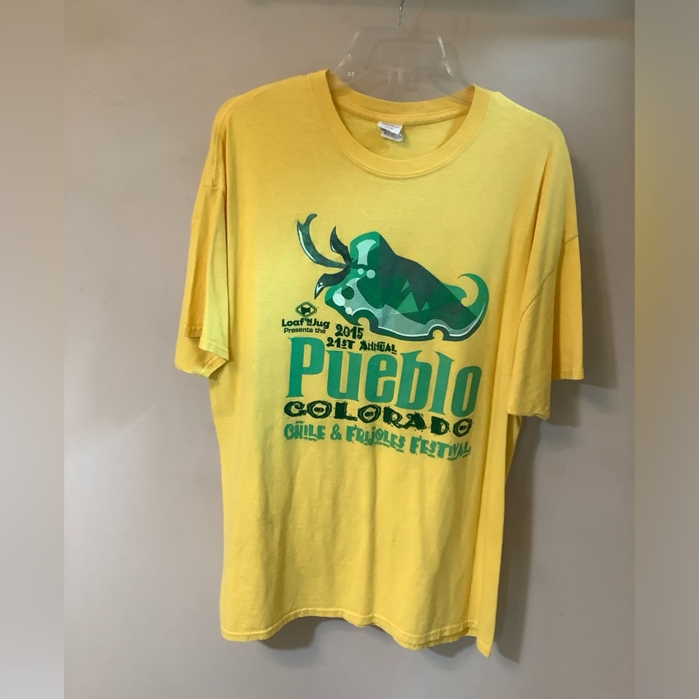 Gilman Pueblo Colorado Chile & Frijoles Festival souvenir t-shirt yellow XL